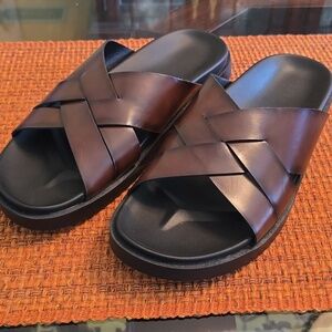 KOHL'S BRAND MEN'S BROWN  SUMMERTIME SLIDE-ON SANDALS SIZE 9.5